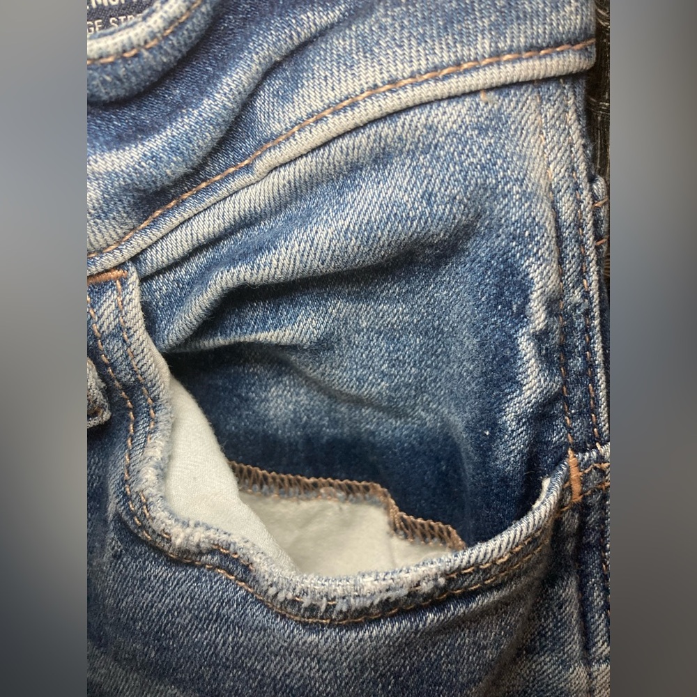 Women's Blue Distressed Mom Jeans - Picture 7 of 16